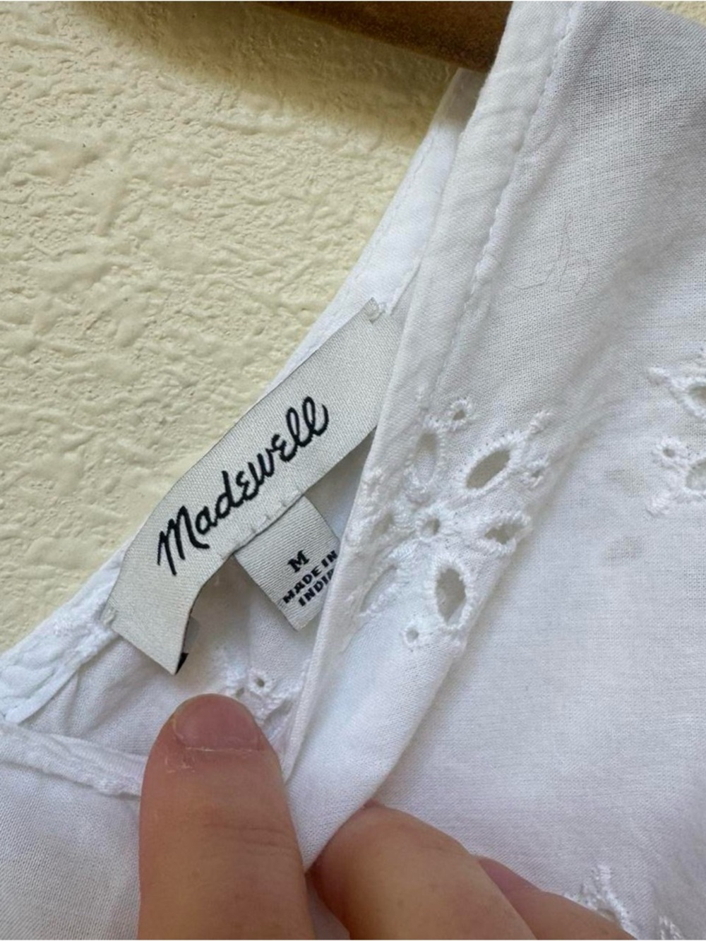 Madewell White Eyelet keyhole Peplum Top - Picture 7 of 9